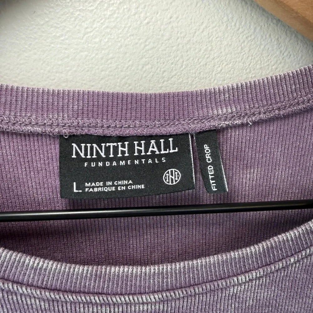 Ninth Hall Fundamentals Fitted Crop Ribbed Long Sleeve Top Purple Size Large